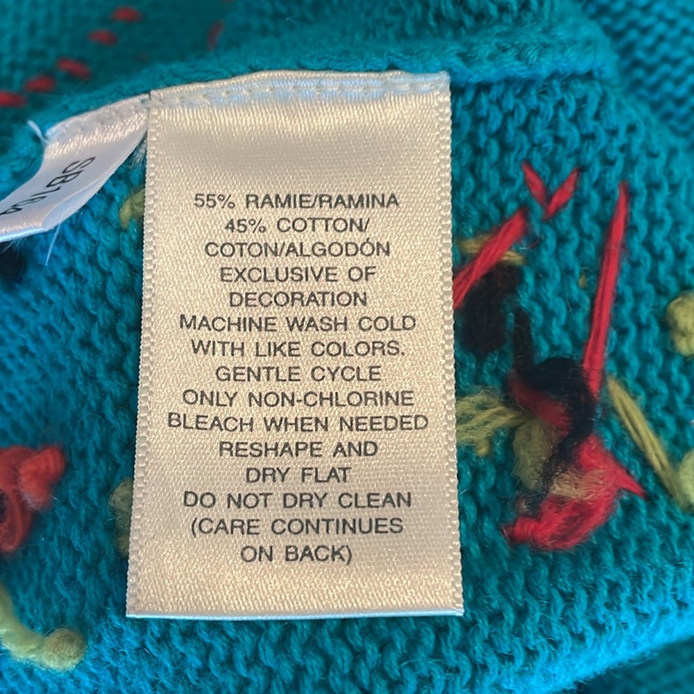 Susan Bristol Plus Size 2X Turquoise Blue Holiday Long Sleeve Cardigan Sweater - Picture 6 of 10